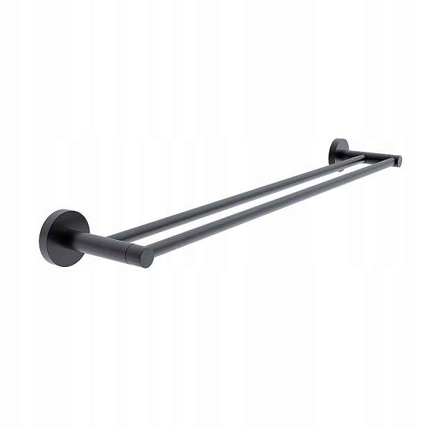 Nimco Unix černý nástěnný držák na ručníky dvojitý, 66 cm Unc 13061D-90