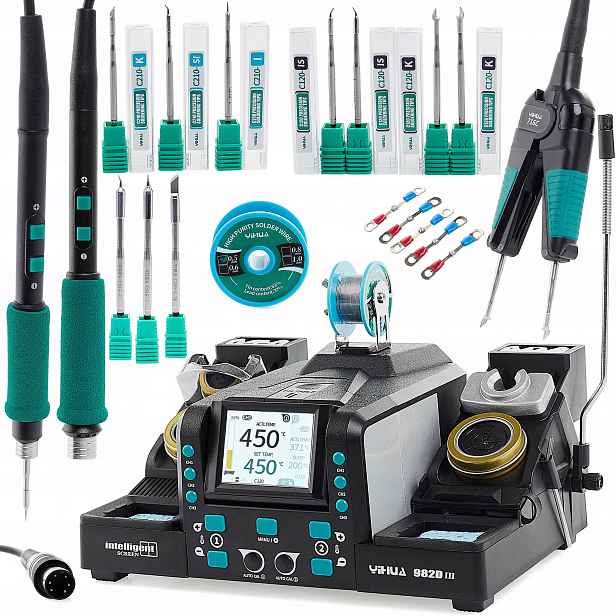 Pájecí stanice Yihua 982D-III 2v1 baňková 210W termo pinzeta 130W 10x hrot