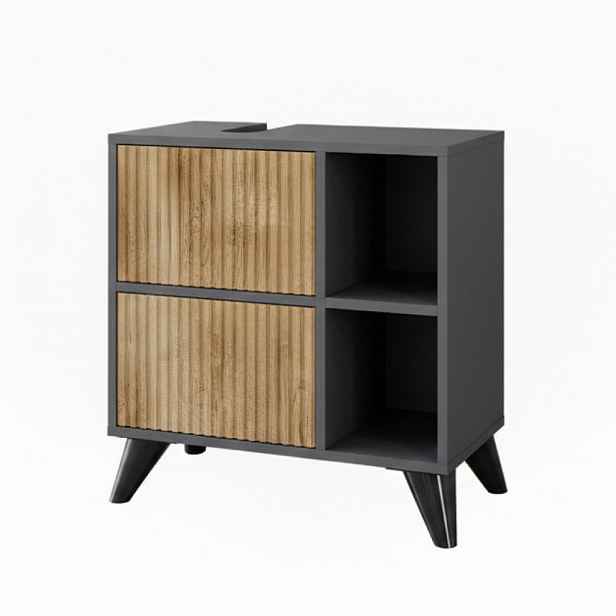 Vicco TOALETNÍ SKŘÍŇKA PRO UMYVADLO Leano Antracit/horský dub 60 x 62 cm se 2 zásuvkami