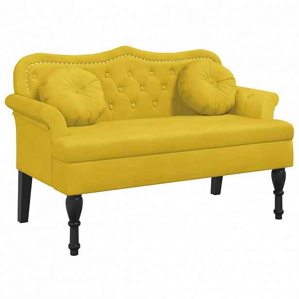 vidaXL Lavice s polštáři žlutá 120,5 x 65 x 75 cm samet