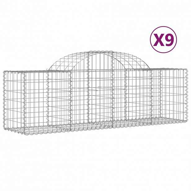 vidaXL Klenuté gabionové koše 9 ks 200x50x60/80 cm pozinkované železo