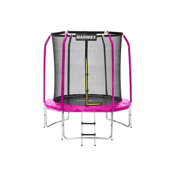 Trampolína Marimex 183 cm růžová + vnitřní ochranná síť + schůdky ZDARMA