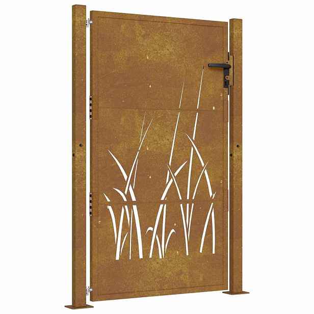 vidaXL Zahradní branka 100 x 125 cm z corten oceli, design s trávou