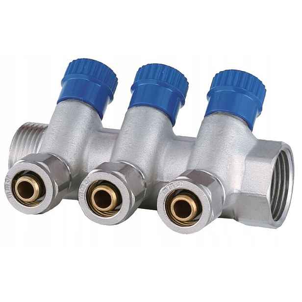X-home Rozdělovač Pex 1“ x 16 mm 3 Okruhy Sekce Cwu Pro Studenou Vodu Mono