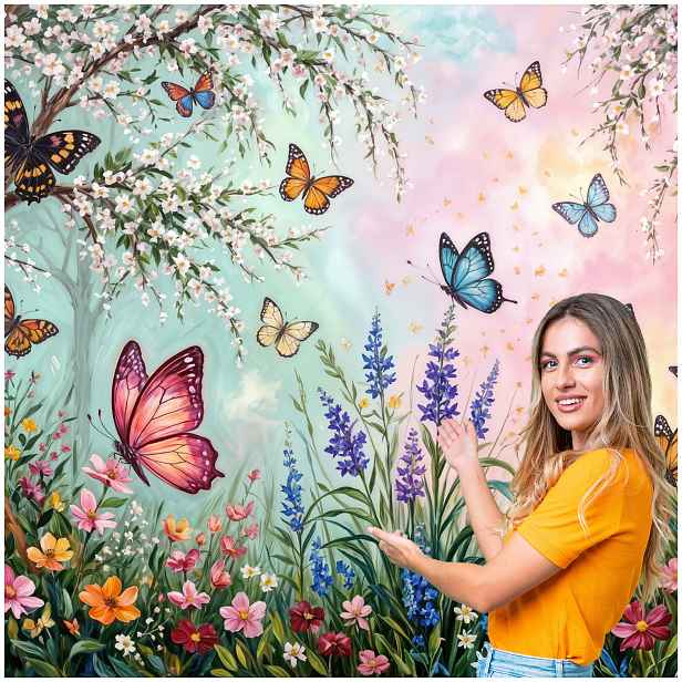 Fototapeta Pro Děti Les Stromy Louka Motýli Květiny 490x260 DD11F