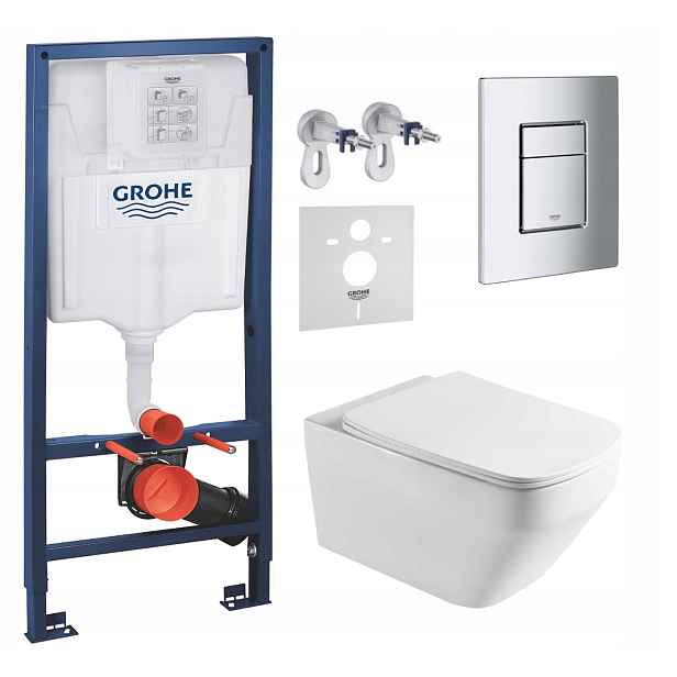 Podomítkový Wc set Grohe s mísou Naron tlačítko Chrom Mat