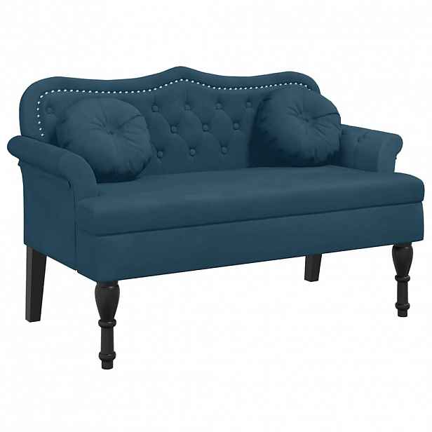 vidaXL Lavice s polštáři modrá 120,5 x 65 x 75 cm samet