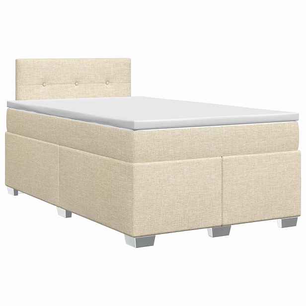 vidaXL Postel boxspring s matrací s čelo Krémová 120 x 190 cm Textil