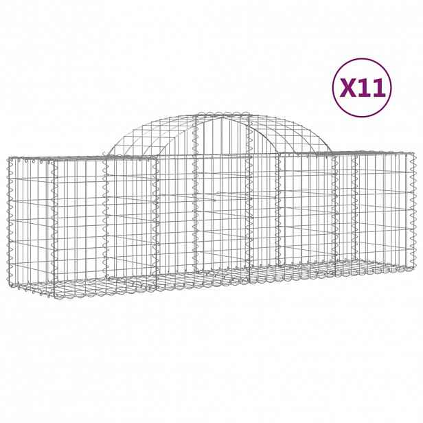 vidaXL Klenuté gabionové koše 11 ks 200x50x60/80 cm pozinkované železo