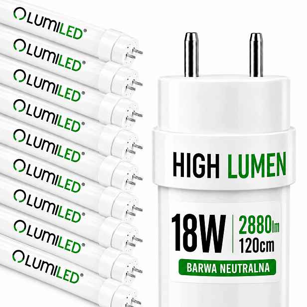 10x Led žárovka G13 T8 120 cm 18W 2880lm 4000K pro hermetická svítidla