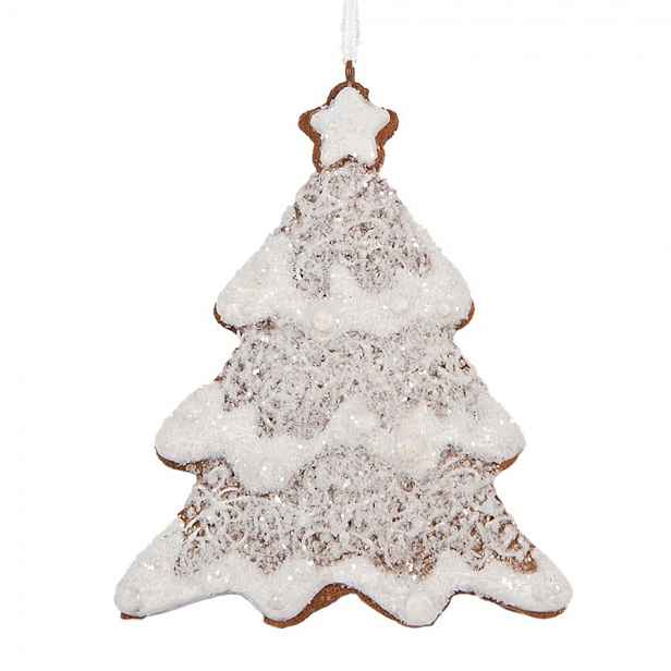 Závěsná dekorace zasněžený perníkový stromeček Frosted Ginger - 9*1*10 cm Clayre & Eef