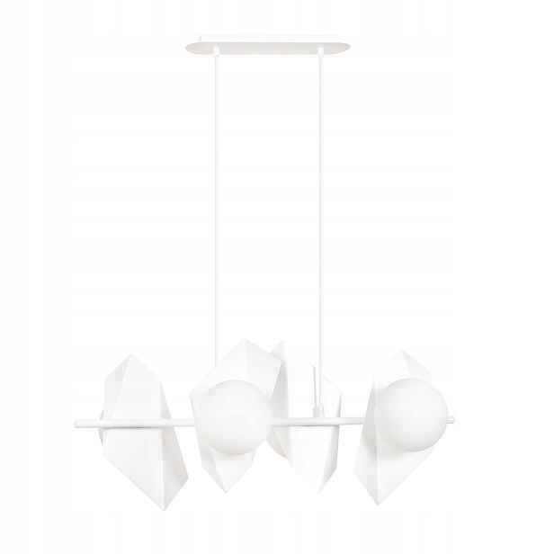Bílá závěsná lampa Drifton 4, geometrická, 4×E14
