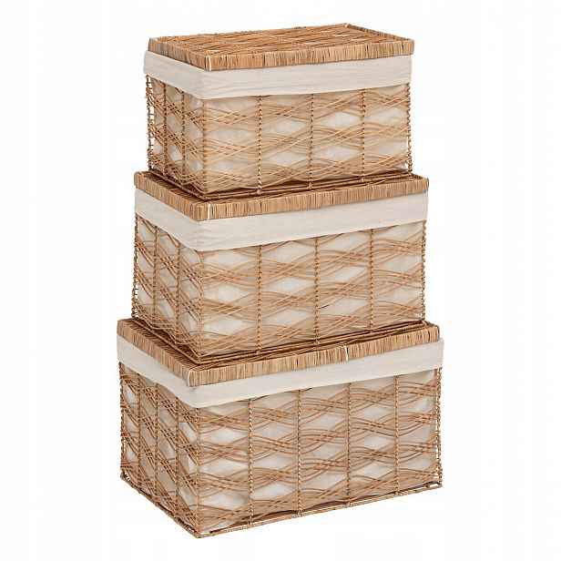 Pletené úložné boxy Rosy, 3 nádoby