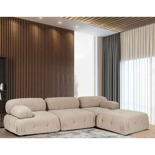 Rohová sedací souprava Doblo 3 Seater with Pouffe ( L1-O1-1R-Pouffe) - Peach