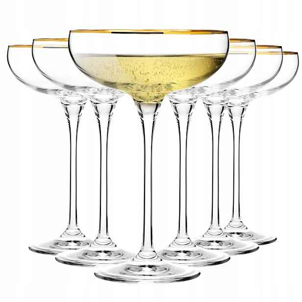 Skleničky na šampaňské Krosno Harmony Gold se zlatým proužkem 280ml 6 ks