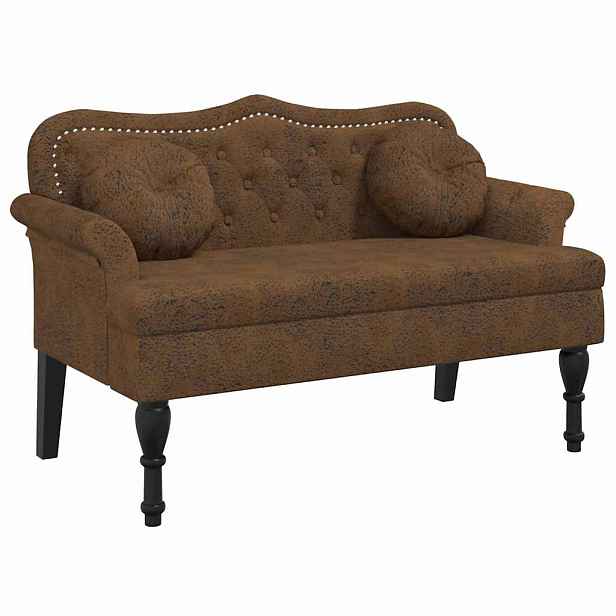 vidaXL Lavice s polštáři hnědá 120,5 x 65 x 75 cm umělá semišová kůže