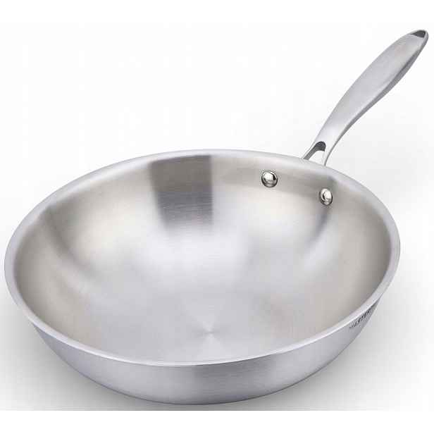 Wok Pánev Vysoká Ocelová Těžká Čistá Ocel 30 CM Indukce Plyn Masterpan