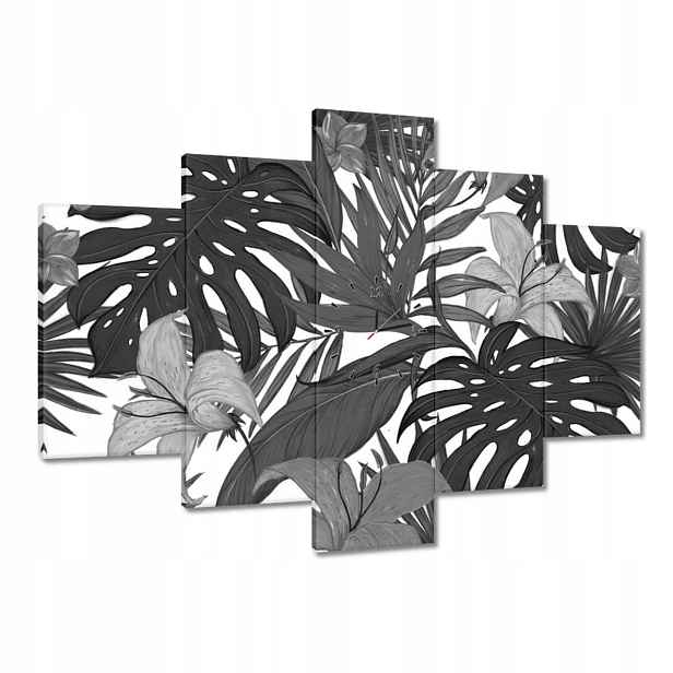 Hodiny 150x105 Černobílá monstera
