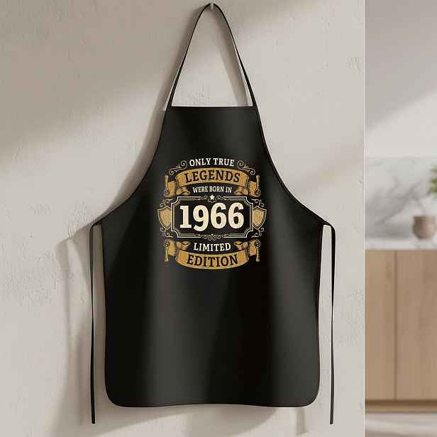 TEMU Vintage 1966 Limitovaná Edice Zástěra k 60. Narozeninám Vhodná na Grilování, Květinový & Malířský Motiv - Odolná Zástěra s Retro 60letým ,