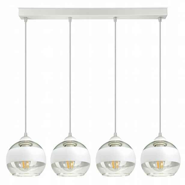 Závěsná stropní lampa Lustr Bílá Skleněné Koule Bílý Belt BZ4 Led E27