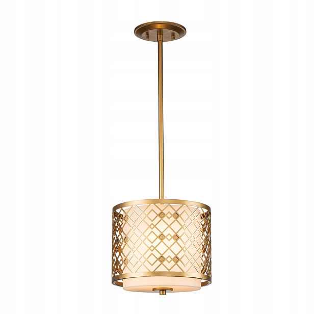 Závěsná lampa Art Deco zlatá kulatá 25 cm do obývacího pokoje jídelny Elstead