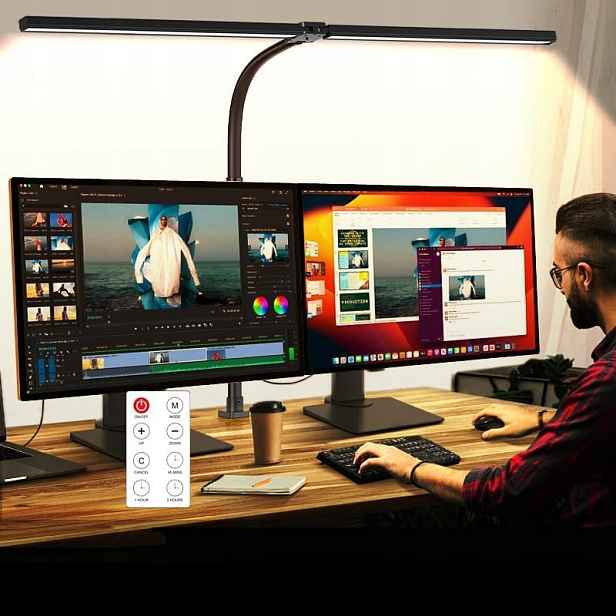 Dvouhlavá stolní lampa s 5 úrovněmi teploty barev, stmívatelná
