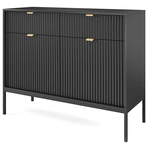 Piaski Komoda Nova 104 cm se zásuvkami černá/černý rám