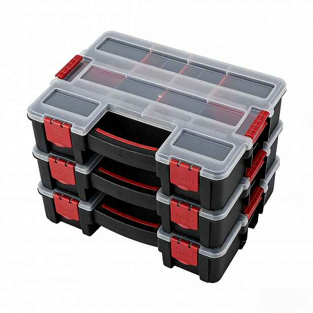TEMU Vylepšená zesílená nerozbitná 3patrová organizační krabice na nářadí, odolná proti drcení a poškození, modulární úložný box pro domácí kutily,