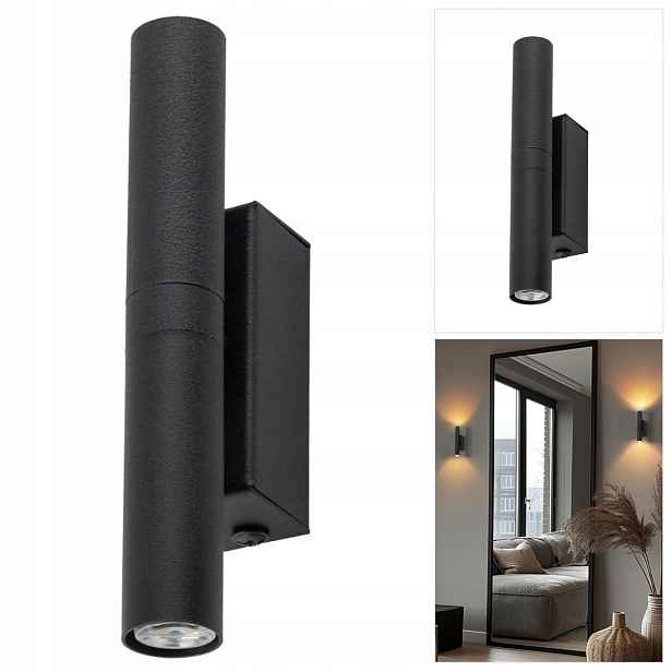 Černé nástěnné svítidlo Lagos s charakterem vedle krbu v obývacím pokoji Tk Lighting