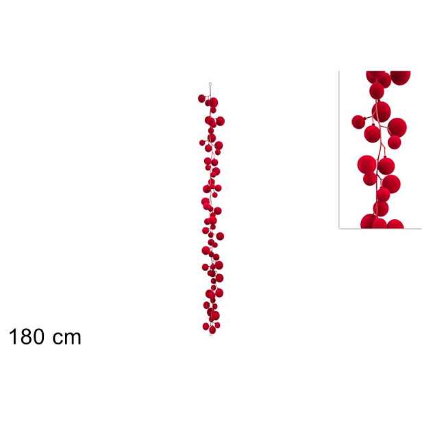 PROHOME - Girlanda 180cm sametové koule červené