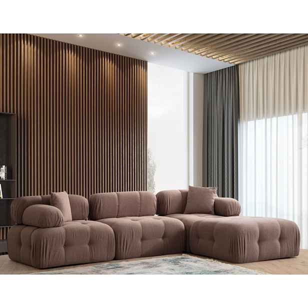 Rohová sedací souprava Doblo 3 Seater with Pouffe ( L1-O1-1R-Pouffe) - Cappuccino