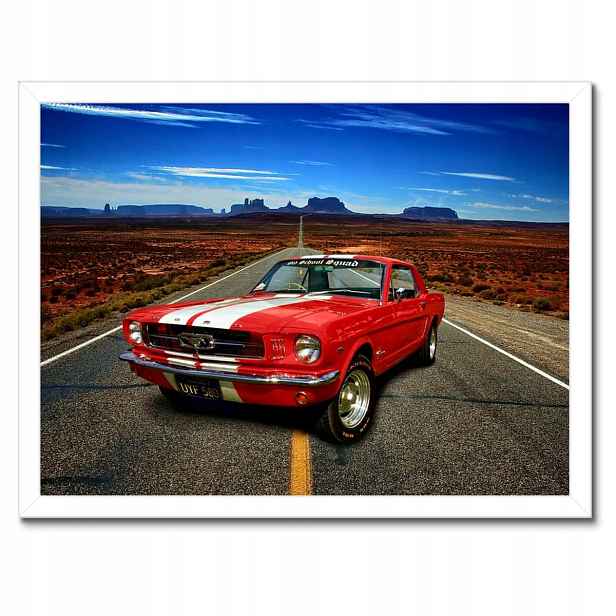Plakáty v rámu 40x30 Červený Ford Mustang Usa