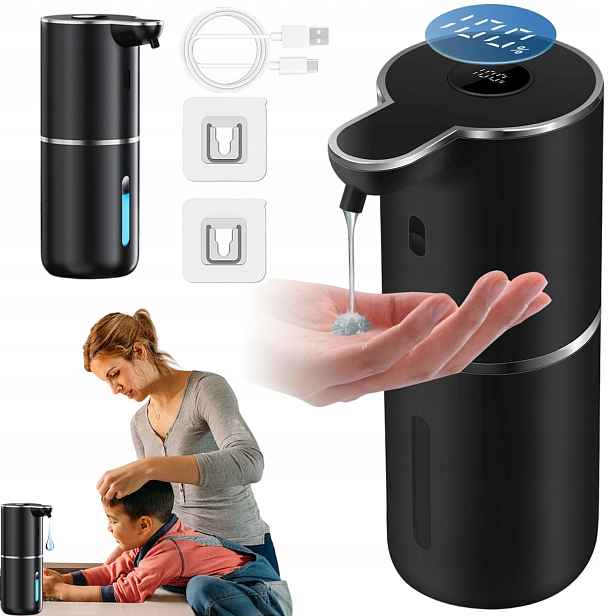 Automatický Bezdotykový Dávkovač Stojící Do Koupelny 380 ML Černý