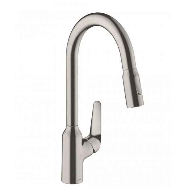 Hansgrohe Focus M42 - Dřezová baterie M429-H220 s výsuvnou sprškou, vzhled nerezu 71800800