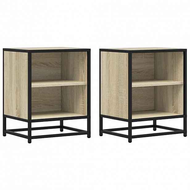 vidaXL Noční stolky 2 ks dub sonoma 40x31x50 cm kompozitní dřevo a kov
