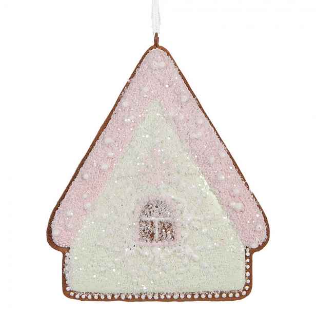 Závěsná dekorace zelená perníková chaloupka Frosted Ginger - 9*1*10 cm Clayre & Eef