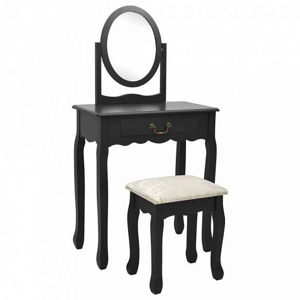 Toaletní stolek s taburetem Černá