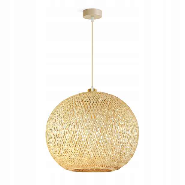 Závěsná lampa Rattan Béžová Boho E27 Velký Stínidlo 400XL Regulovatelný Obývací pokoj Eko