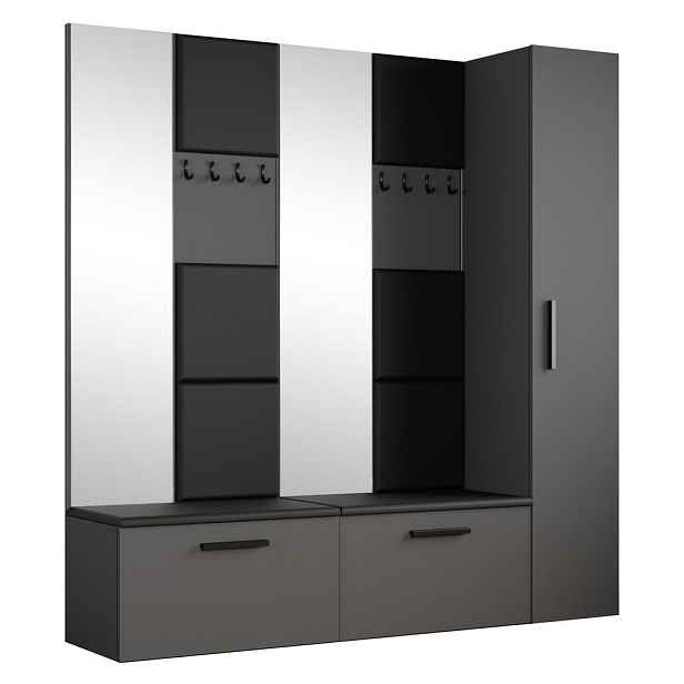 MASSENO MODERNÍ PŘEDSÍŇOVÁ SESTAVA MODULO, 201,2/204/40 cm, šedá