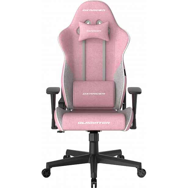 herní židle DXRacer GLADIATOR růžovo-bílá, látková