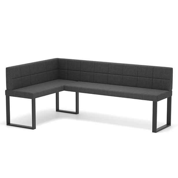 Idohome ROHOVÁ LAVICE SANA U levá tkanina prošívaná, 128/168 cm, antracitová