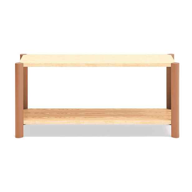 Regál v dekoru dubu v cihlové barvě/ve světle přírodní barvě 126x59x43 cm Bona – Teulat