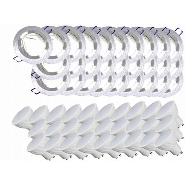 28x Hliníková Lampa Objímka Inox Ocel Kartáčovaná Led Žárovky 10W