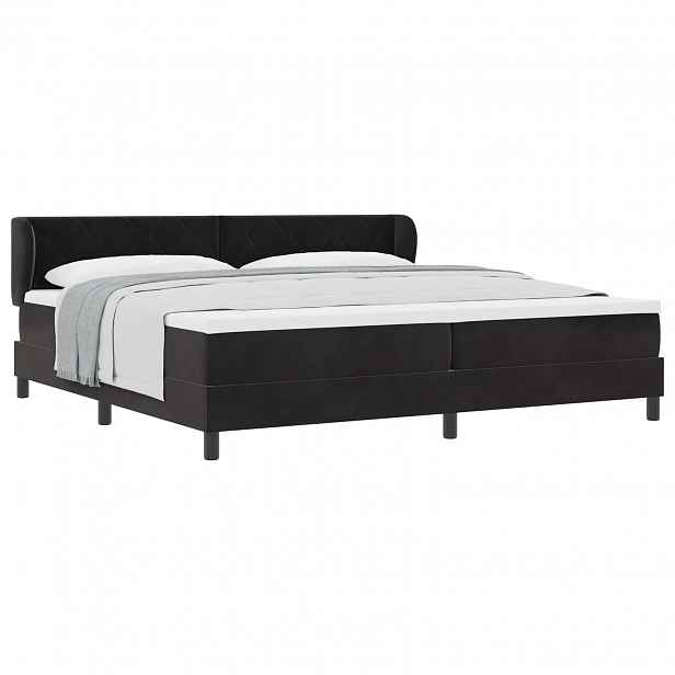 vidaXL Postel s boxspringem s čelo Černá 200 x 200 cm samet