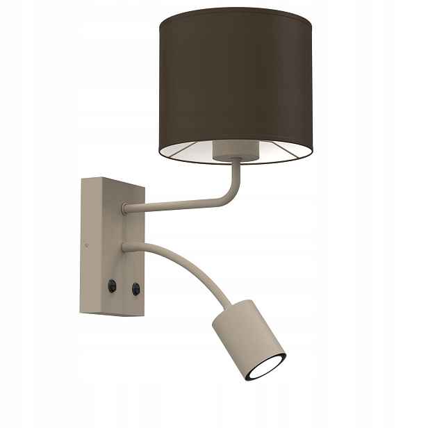 Luminex Arden nástěnná lampa béžovo-hnědá s lampičkou na čtení E27+GU10