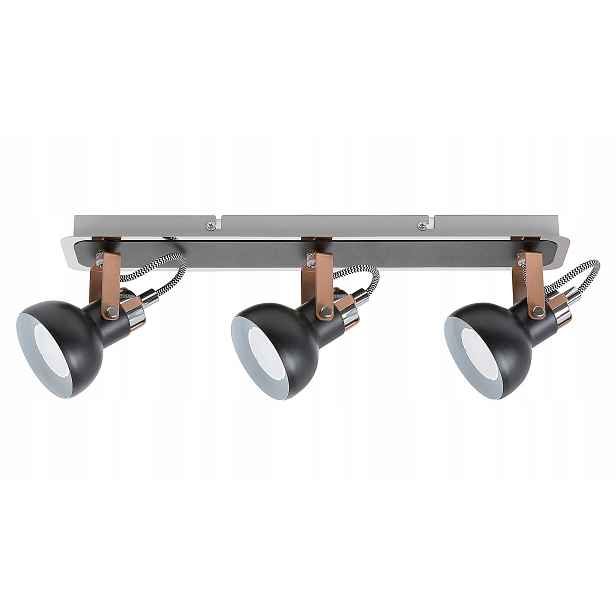 Stropní svítidlo černé se 3 reflektory do ložnice, obýváku, lišta 43 cm Rabalux