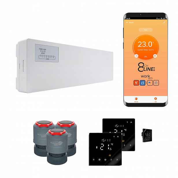 Přechodová sada pro podlouhlé vytápění Line 3 pokojů termostat PRO3 Zigbee černá