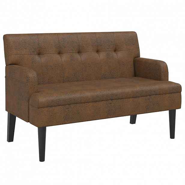 vidaXL Lavice s opěradlem hnědá 112 x 65,5 x 75 cm umělá semišová kůže