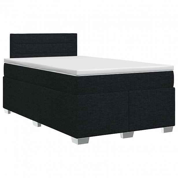 vidaXL Postel boxspring s matrací s čelo Černá 120 x 200 cm Textil