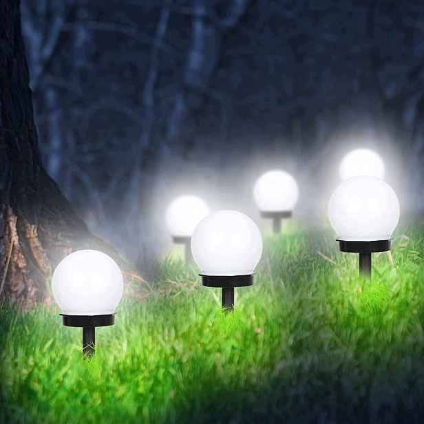Zahradní solární lampy Led koule 6 ks Studená bílá IP44